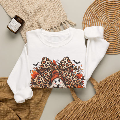 Cozy & Spooky Crewneck Sweatshirt — Cute Fall Pumpkin Ghost Design