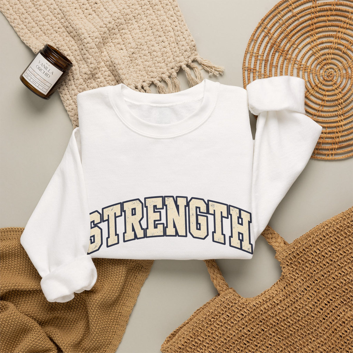 Strength Crewneck Sweatshirt — Motivational Graphic Pullover