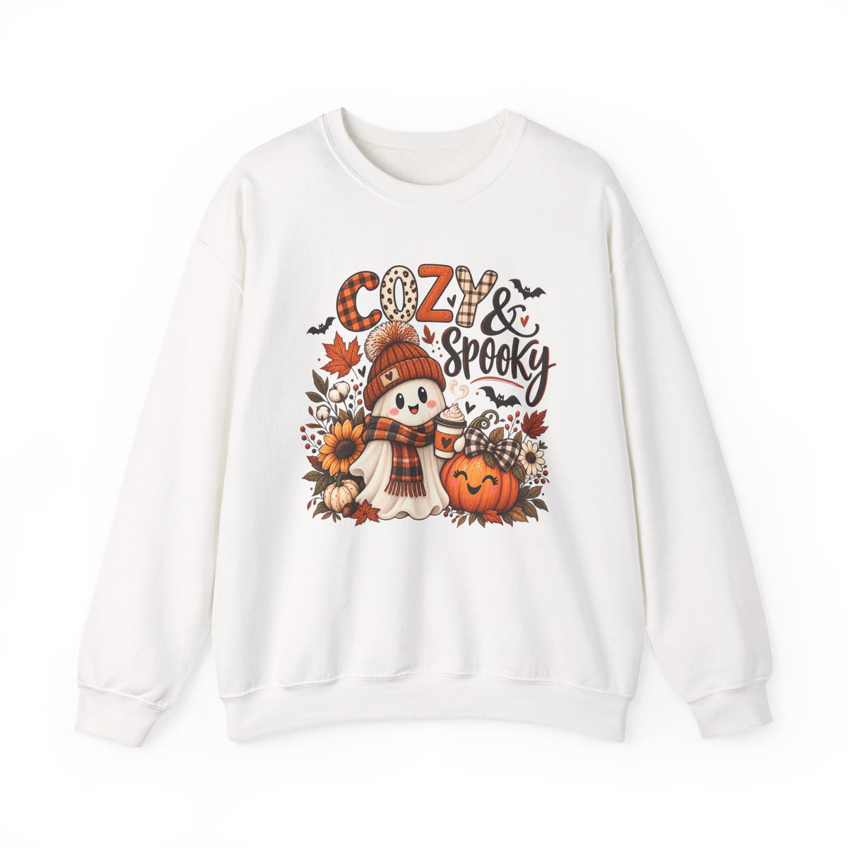 Cozy & Spooky Sweatshirt — Cute Fall Ghost Pumpkin Crewneck