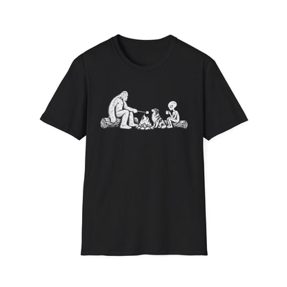 Australian Shepherd Camping with Bigfoot & Alien T-Shirt