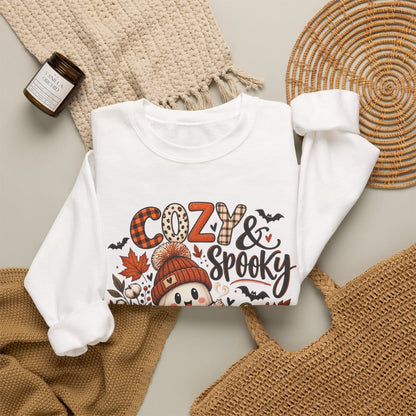 Cozy & Spooky Sweatshirt — Cute Fall Ghost Pumpkin Crewneck
