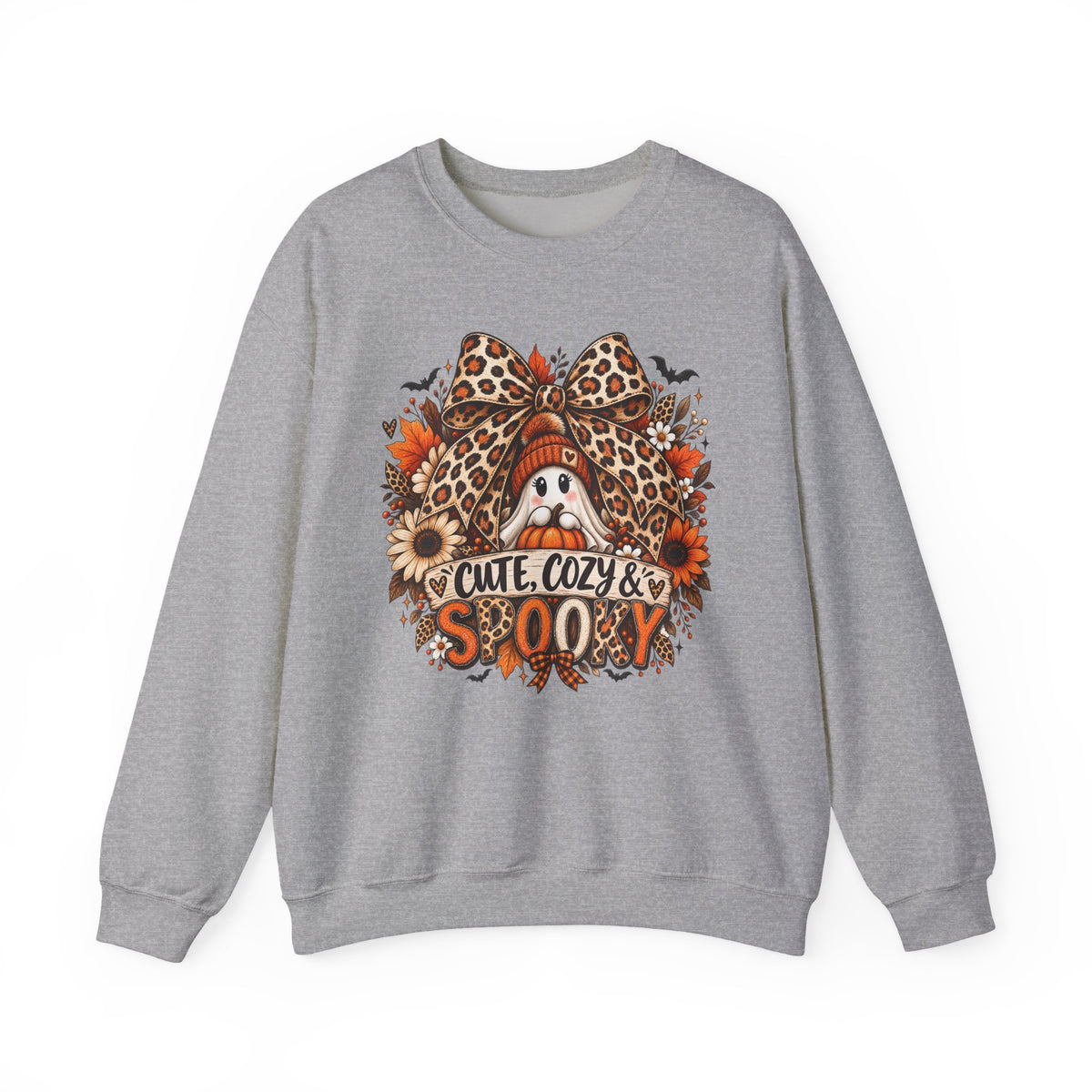Cozy & Spooky Crewneck Sweatshirt — Cute Fall Pumpkin Ghost Design