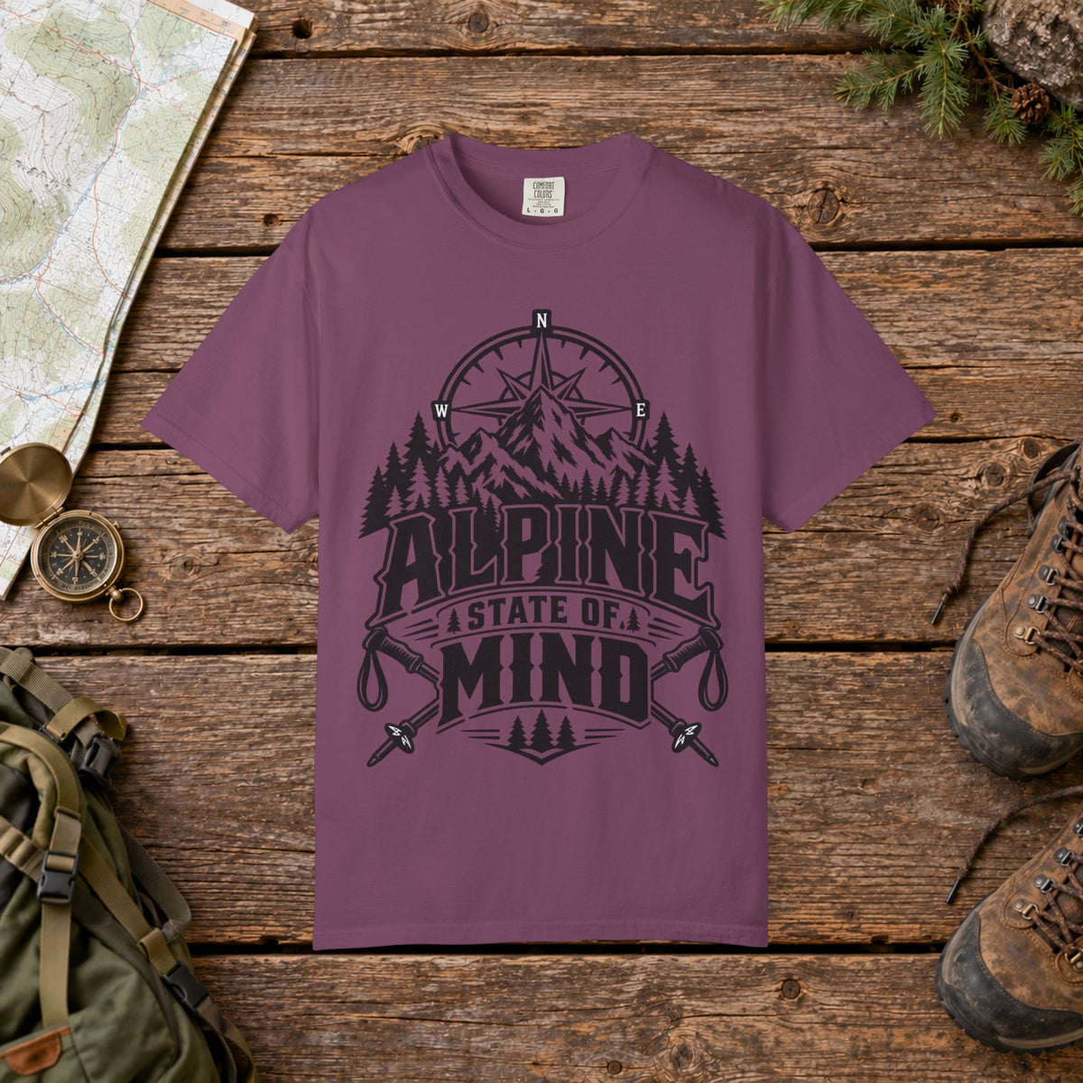 Alpine state of mind BW | Vintage Mountain Hiking Tee