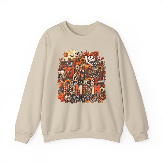 Sweatshirt — "Picked for Pumpkin Season" Fall Truck & Pumpkin Crewneck