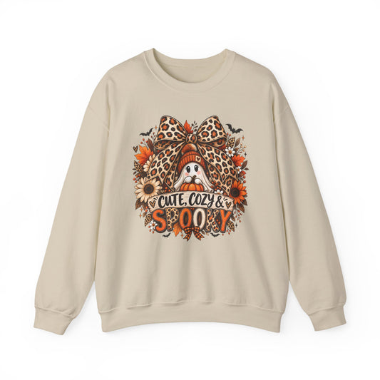 Cozy & Spooky Crewneck Sweatshirt — Cute Fall Pumpkin Ghost Design