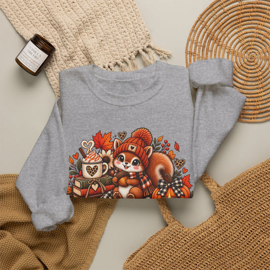 Cute Autumn Squirrel Sweatshirt — “Or But Cuter” Fall Graphic Crewneck