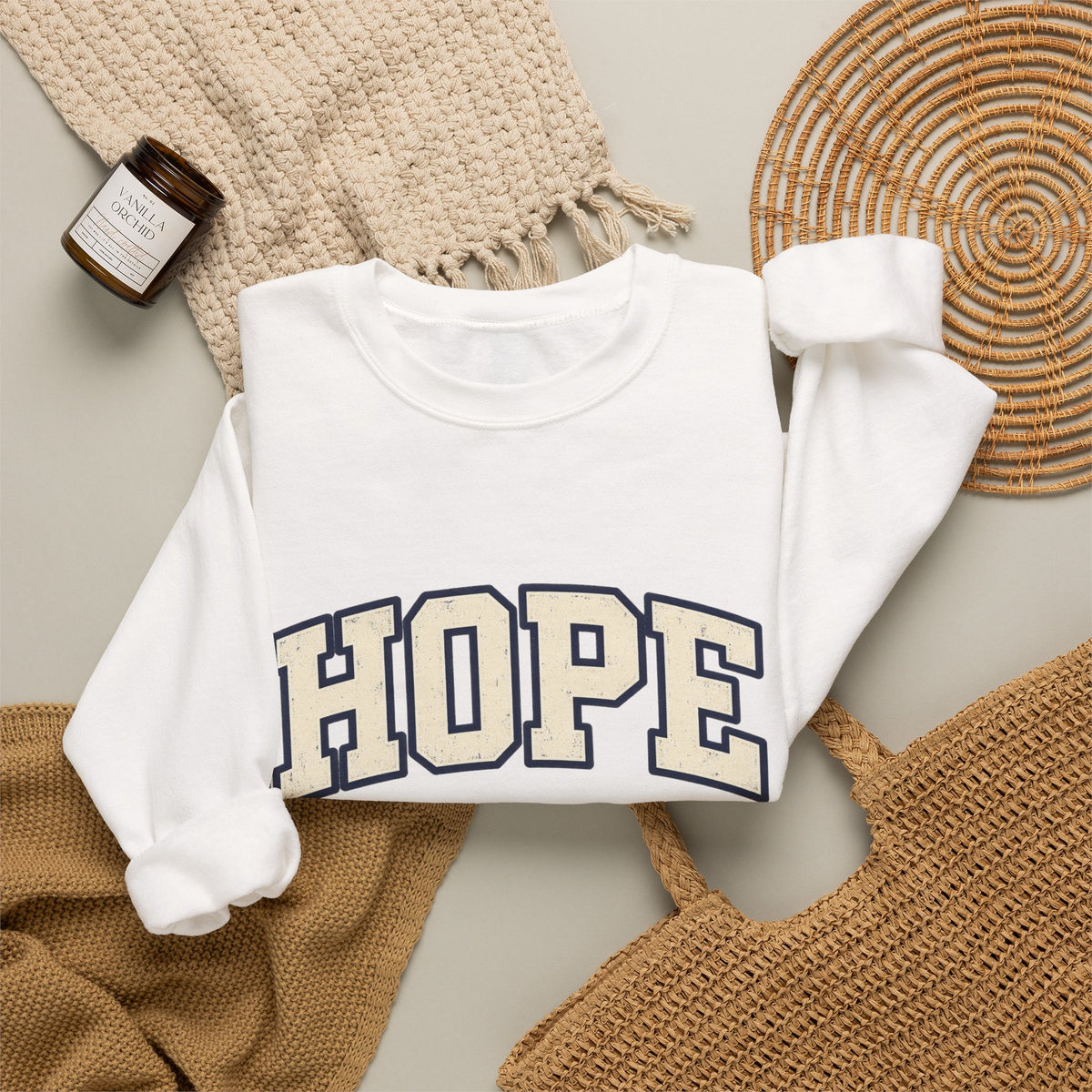 Hope Crewneck Sweatshirt — Retro Collegiate Graphic Pullover