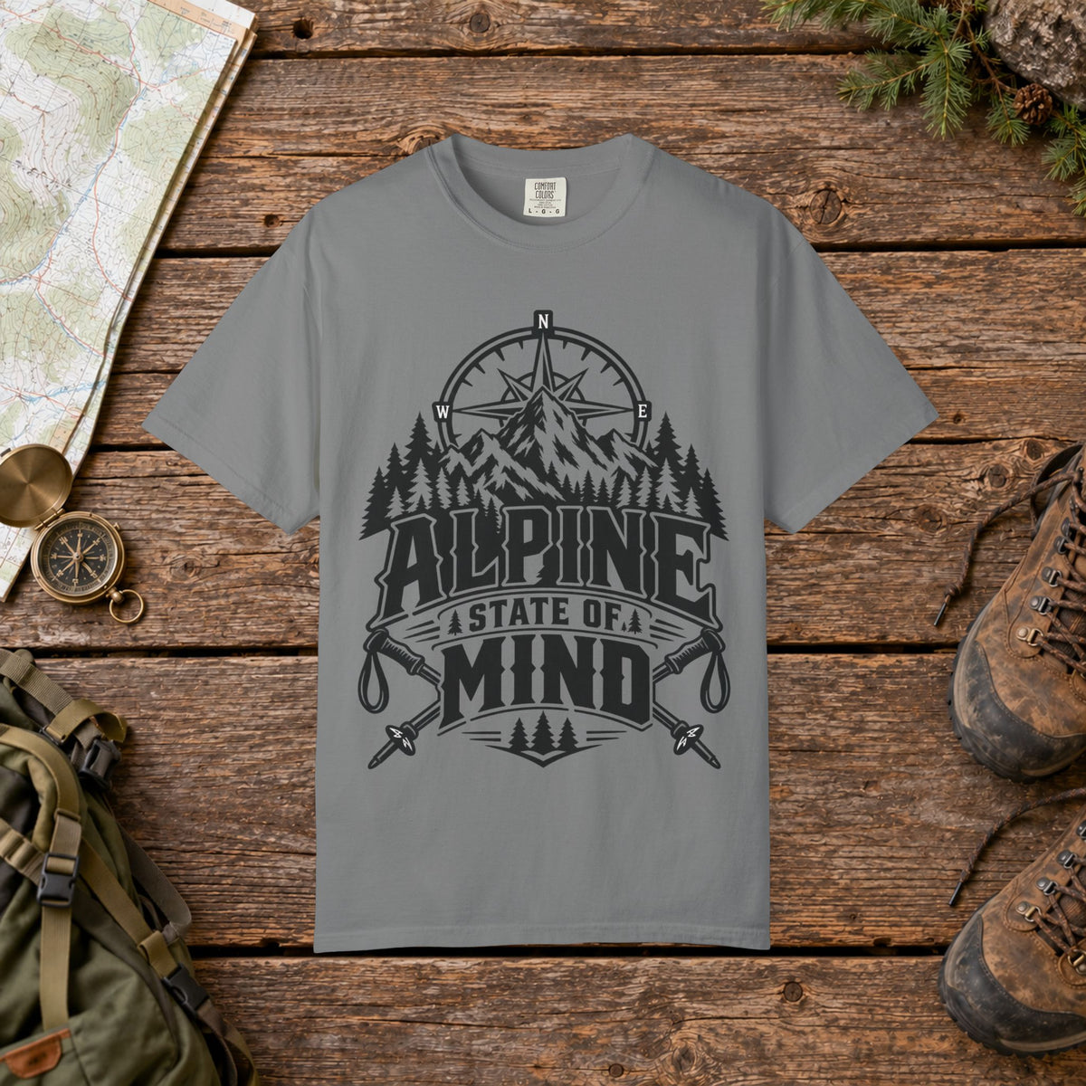 Alpine state of mind BW | Vintage Mountain Hiking Tee
