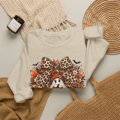 Cozy & Spooky Crewneck Sweatshirt — Cute Fall Pumpkin Ghost Design