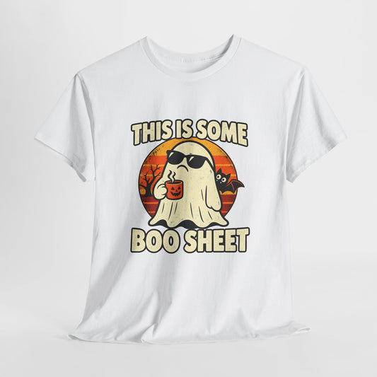 Funny Ghost Coffee Halloween T-Shirt – “This Is Some Boo Sheet”