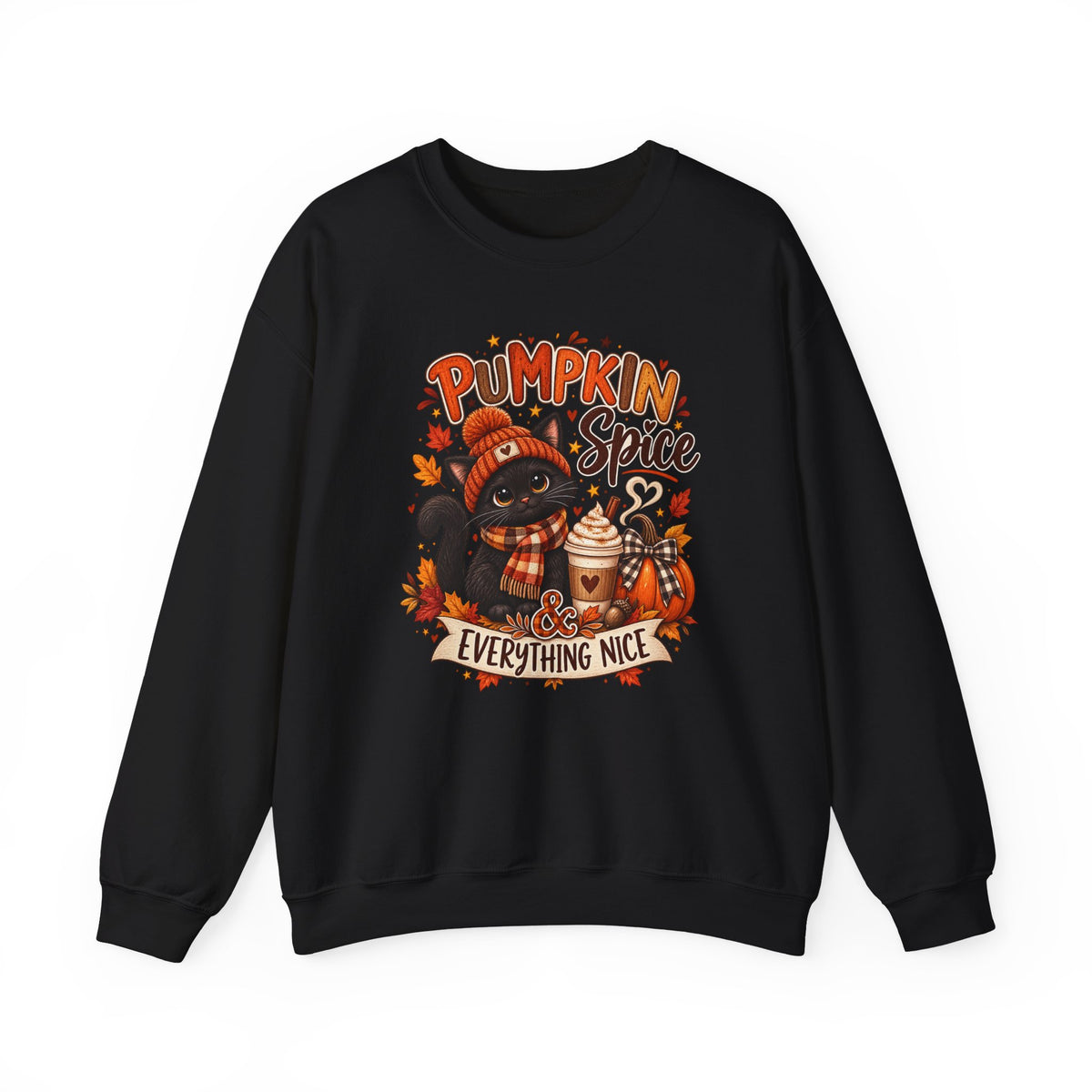 Pumpkin Spice & Everything Nice Sweatshirt — Cute Cat Fall Crewneck