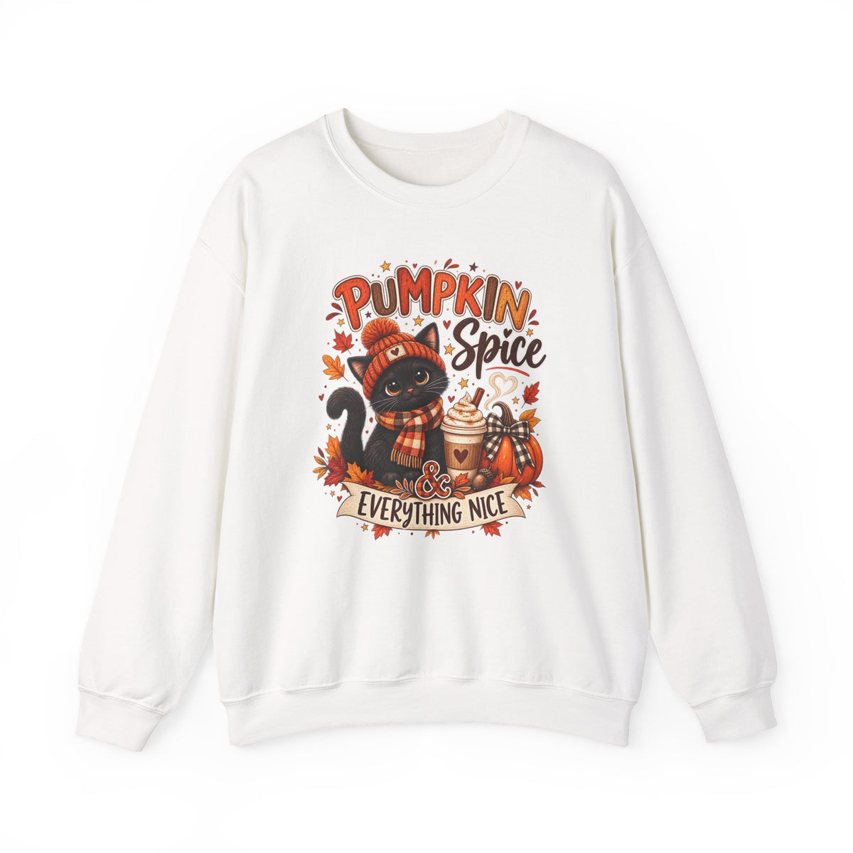 Pumpkin Spice & Everything Nice Sweatshirt — Cute Cat Fall Crewneck