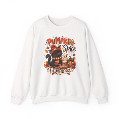 Pumpkin Spice & Everything Nice Sweatshirt — Cute Cat Fall Crewneck