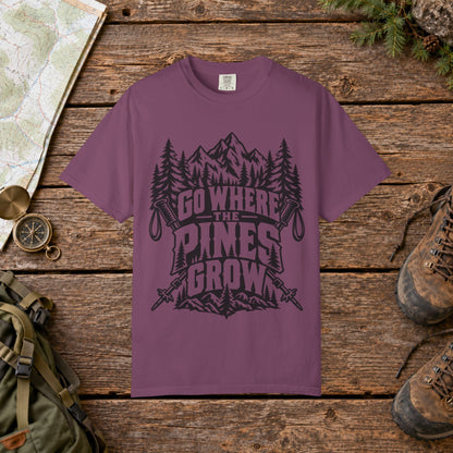 Go where the pines grow BW | Vintage Mountain Hiking Tee