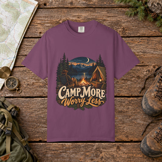 Camp more worry less | Vintage Mountain Hiking Tee