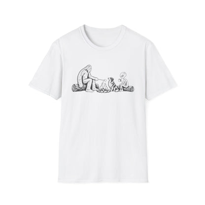 Australian Shepherd Camping with Bigfoot & Alien T-Shirt