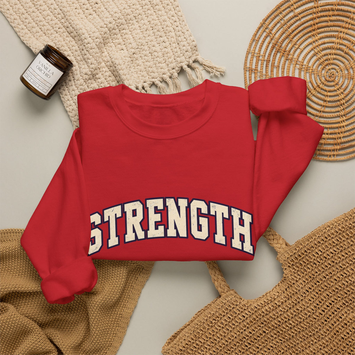 Strength Crewneck Sweatshirt — Motivational Graphic Pullover