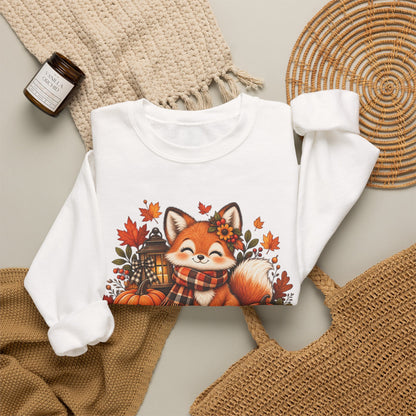 Crewneck Sweatshirt — Cute Fox "Hello Fall" Autumn Graphic