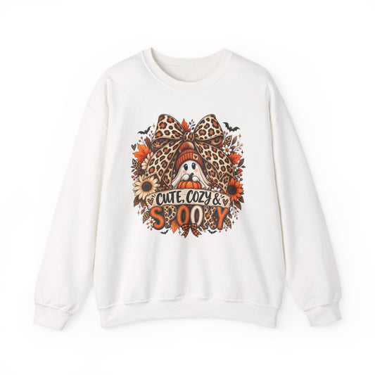 Cozy & Spooky Crewneck Sweatshirt — Cute Fall Pumpkin Ghost Design