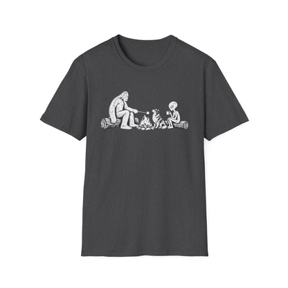 Australian Shepherd Camping with Bigfoot & Alien T-Shirt