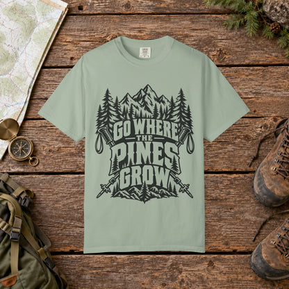 Go where the pines grow BW | Vintage Mountain Hiking Tee
