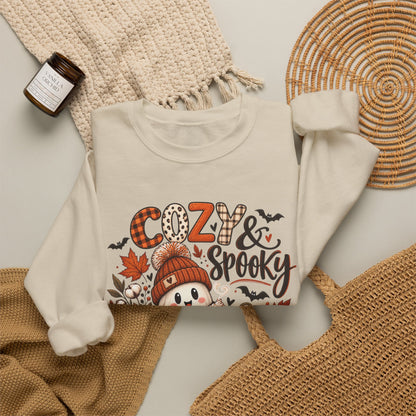 Cozy & Spooky Sweatshirt — Cute Fall Ghost Pumpkin Crewneck