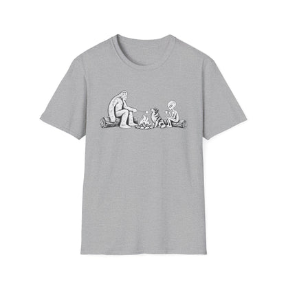 Australian Shepherd Camping with Bigfoot & Alien T-Shirt