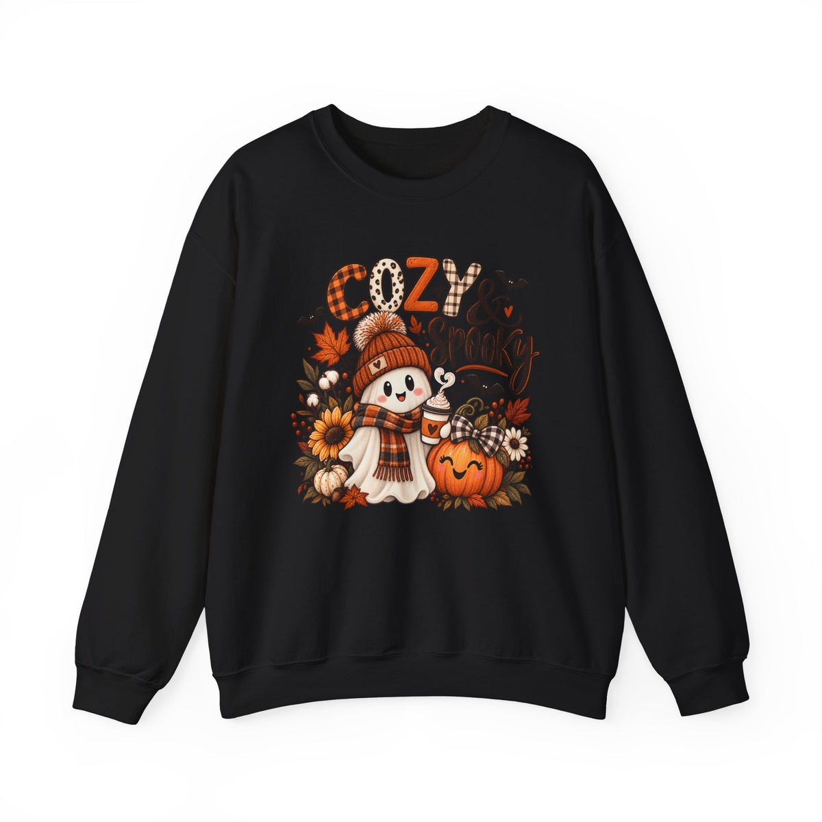 Cozy & Spooky Sweatshirt — Cute Fall Ghost Pumpkin Crewneck