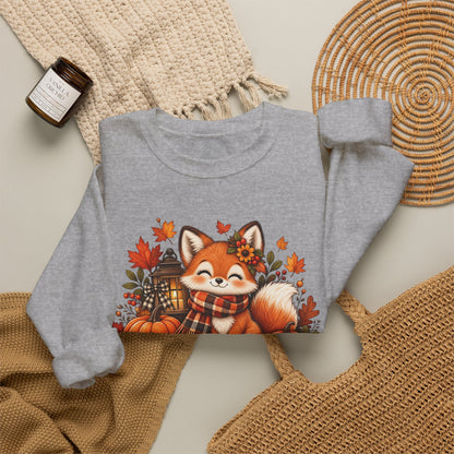 Crewneck Sweatshirt — Cute Fox "Hello Fall" Autumn Graphic