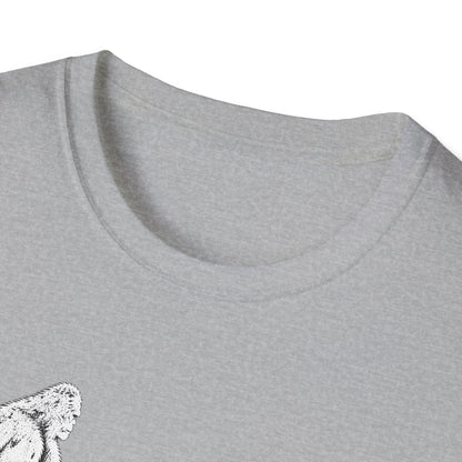 Dachshund Campfire Hiking Crew T‑Shirt — Minimal Line Art Backpacker Family