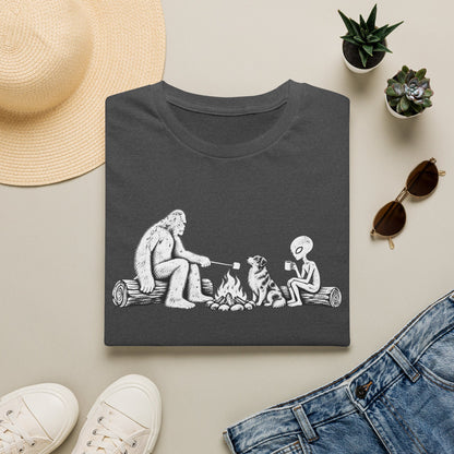 Australian Shepherd Camping with Bigfoot & Alien T-Shirt