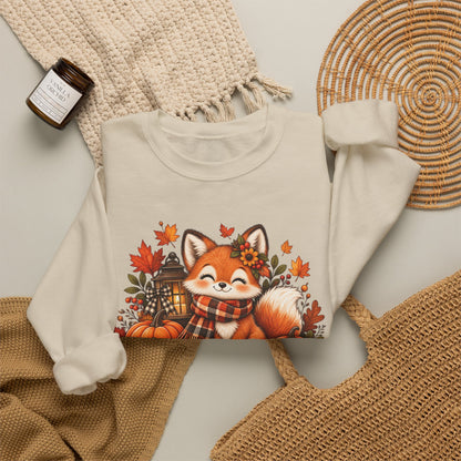 Crewneck Sweatshirt — Cute Fox "Hello Fall" Autumn Graphic