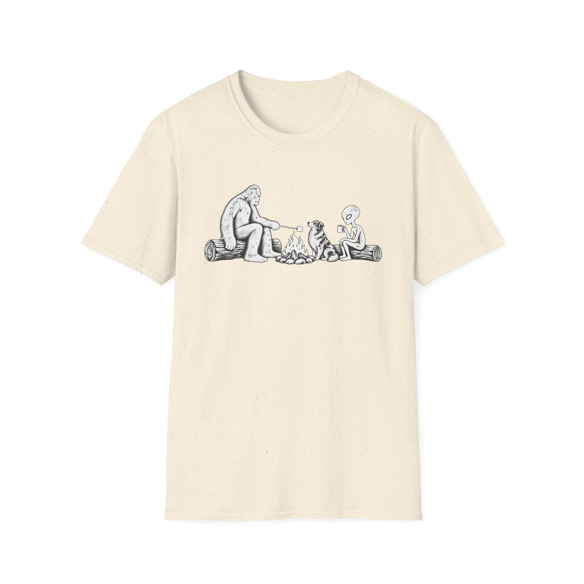 Australian Shepherd Camping with Bigfoot & Alien T-Shirt