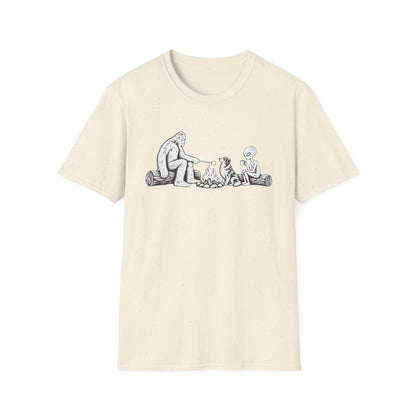 Australian Shepherd Camping with Bigfoot & Alien T-Shirt