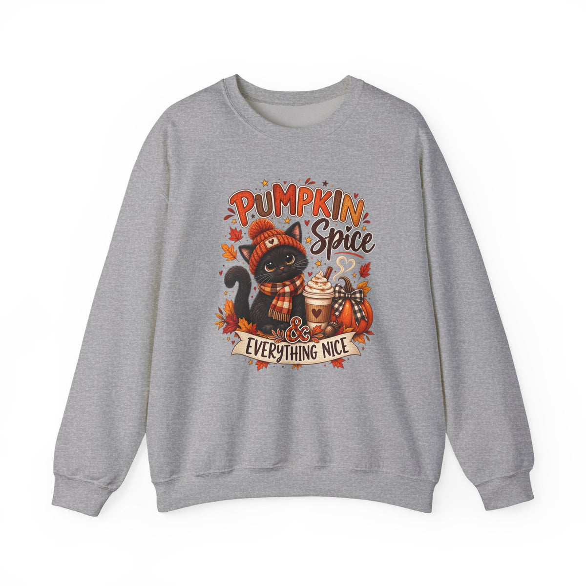 Pumpkin Spice & Everything Nice Sweatshirt — Cute Cat Fall Crewneck