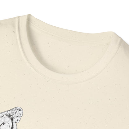Dachshund Campfire Hiking Crew T‑Shirt — Minimal Line Art Backpacker Family