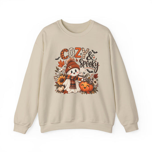 Cozy & Spooky Sweatshirt — Cute Fall Ghost Pumpkin Crewneck