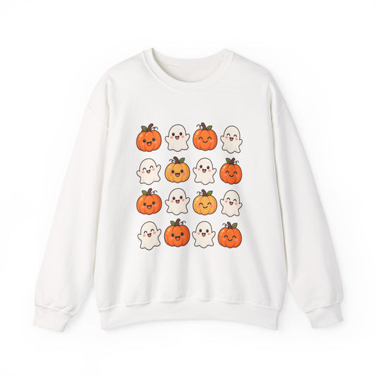 Kawaii Ghosts and Pumpkins Sweatshirt | Halloween Cute Pattern